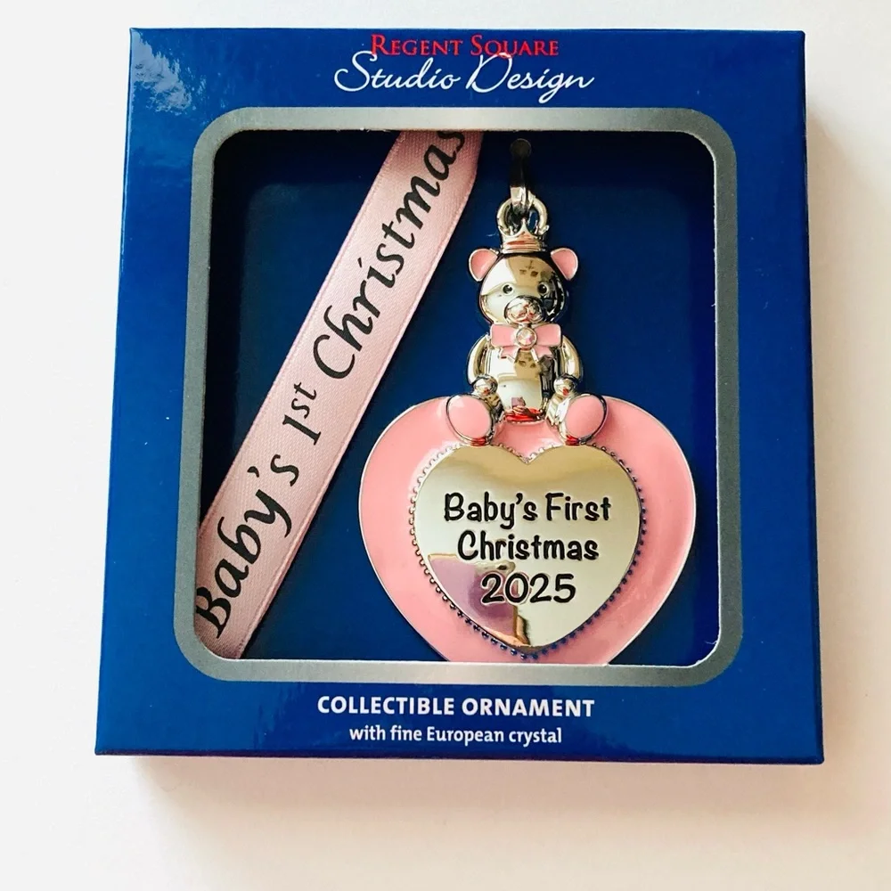 NEW Studio Design Baby's First Christmas Ornament Collectible w/European Crystal